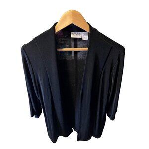 Chico's Travelers Dark Blue Three Quarter Sleeve Open Front Cardigan SZ Large